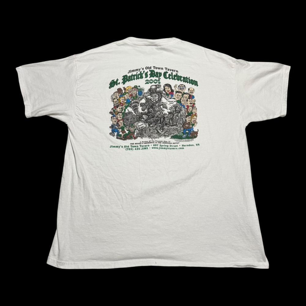 Vintage‎ Hanes 2001 Jimmy's Tavern St. Patrick's Day Caricature Shirt Men's XL